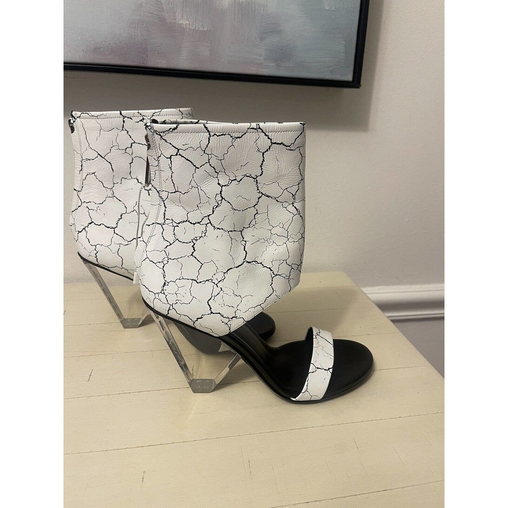 New Balmain Black and White Open Toe Booties size 39